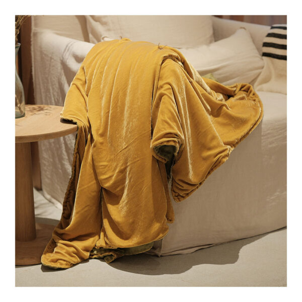Mustard Yellow Textured Throw Blanket Cozy Home Accent 1