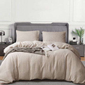 Luxury Beige Cotton Bedding Set - Queen Size