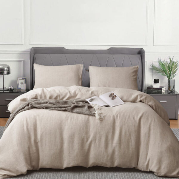 Luxury Beige Cotton Bedding Set - Queen Size 1