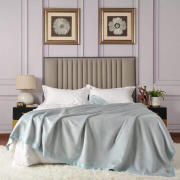 Serene Light Blue Textured Blanket Soft Bedroom Accent
