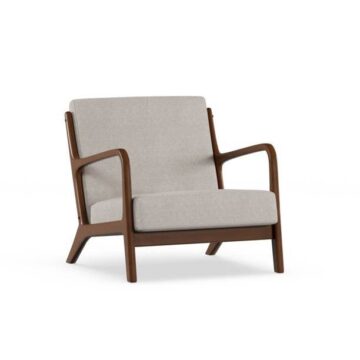 Modern Minimalist Armchair Sleek Wooden Frame with Beige Upholstery
