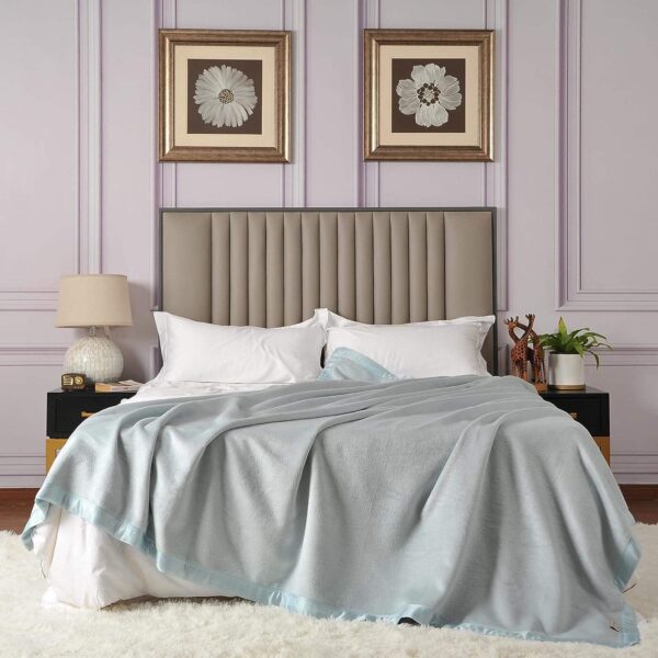 Serene Light Blue Textured Blanket Soft Bedroom Accent 1