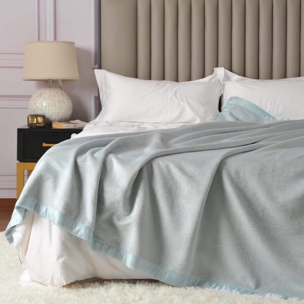 Serene Light Blue Textured Blanket Soft Bedroom Accent 1