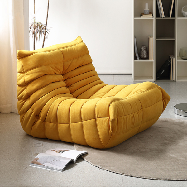 Plush Accordion-Style Lazy Sofa Vibrant Yellow Comfort 1