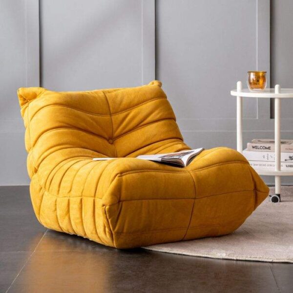 Plush Accordion-Style Lazy Sofa Vibrant Yellow Comfort 1