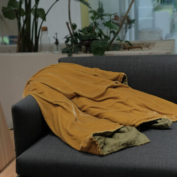Mustard Yellow Textured Throw Blanket Cozy Home Accent