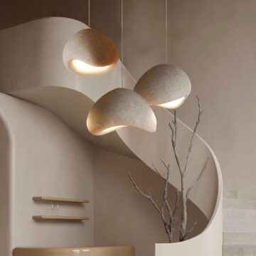 Contemporary Stone-Texture Pendant Lights - Ambient Warm Glow