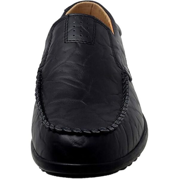 Men’s Black Genuine Leather Loafers – Lightweight Slip-On Casual Driving Shoes (Size 7–12) 1