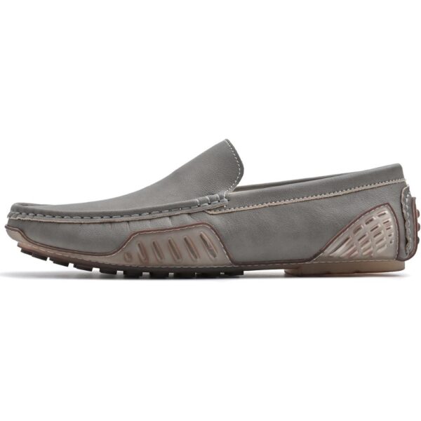 Men’s Grey Leather Casual Loafers – Lightweight Slip-On Driving Shoes (Size 7–12) 1