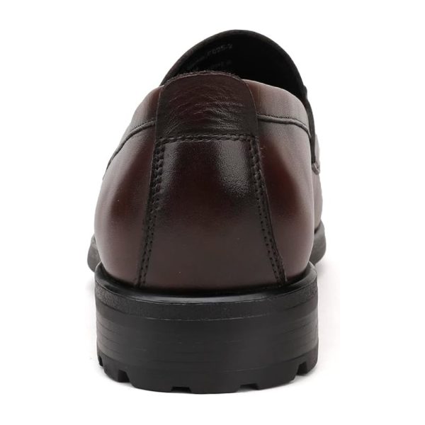 Men’s Coffee Leather Loafers with Metal Buckle – Slip-On Dress Shoes (Size 7–12) 1