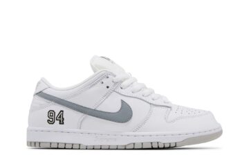 Supreme  x Nike Dunk Low SB 'White Metallic Silver' HQ8487-100